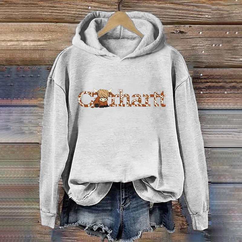 Highland Cow Carhartt Print Basic Hoodie