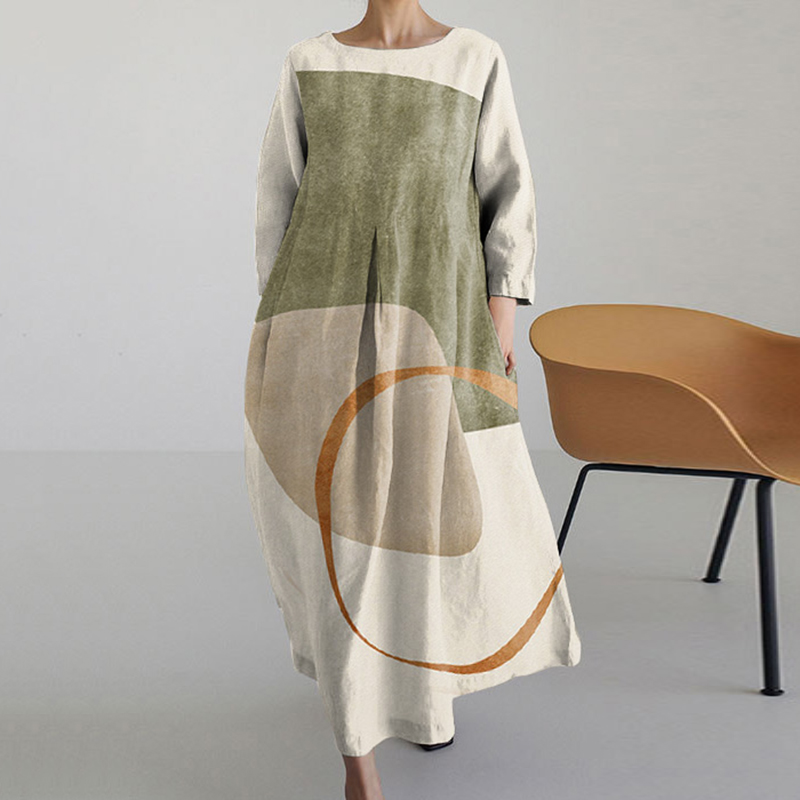 Tropical Leaves Abstract Art Print Midi Dress