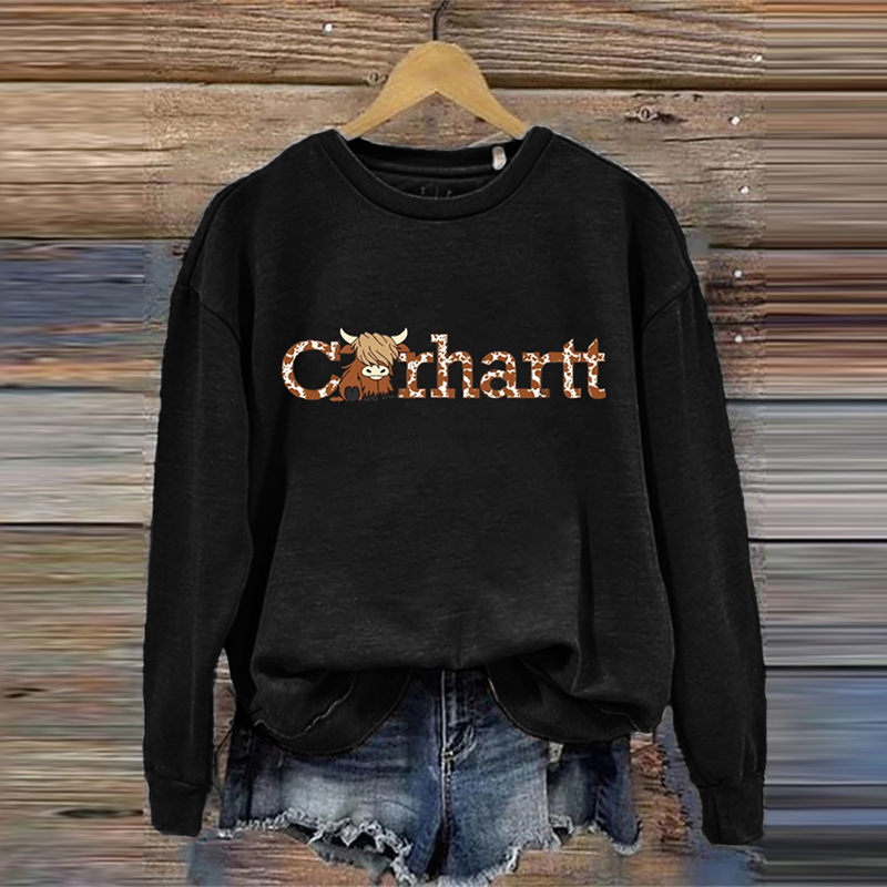 Highland Cow Carhartt Print Sweatshirt