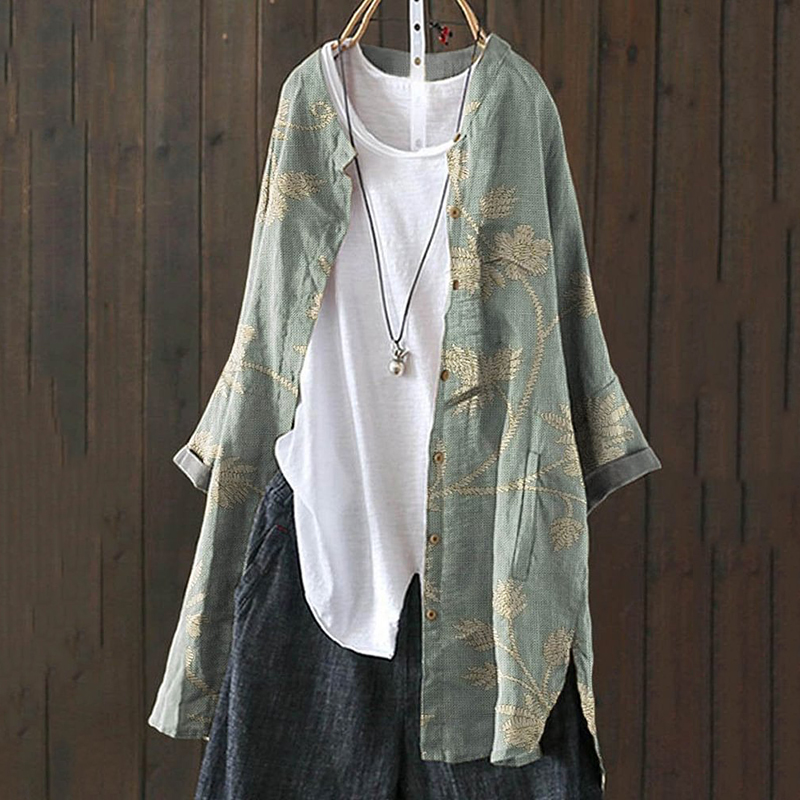 Vintage Floral Print Casual Cardigan