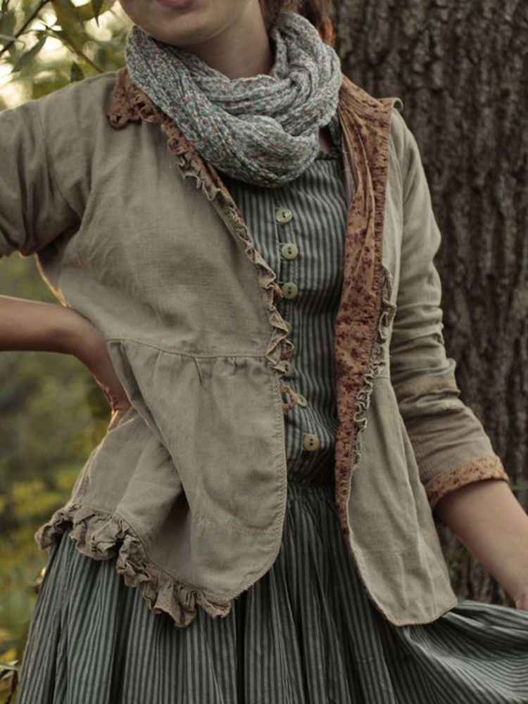 Solid Color Stringy Selvedge Comfy Jacket