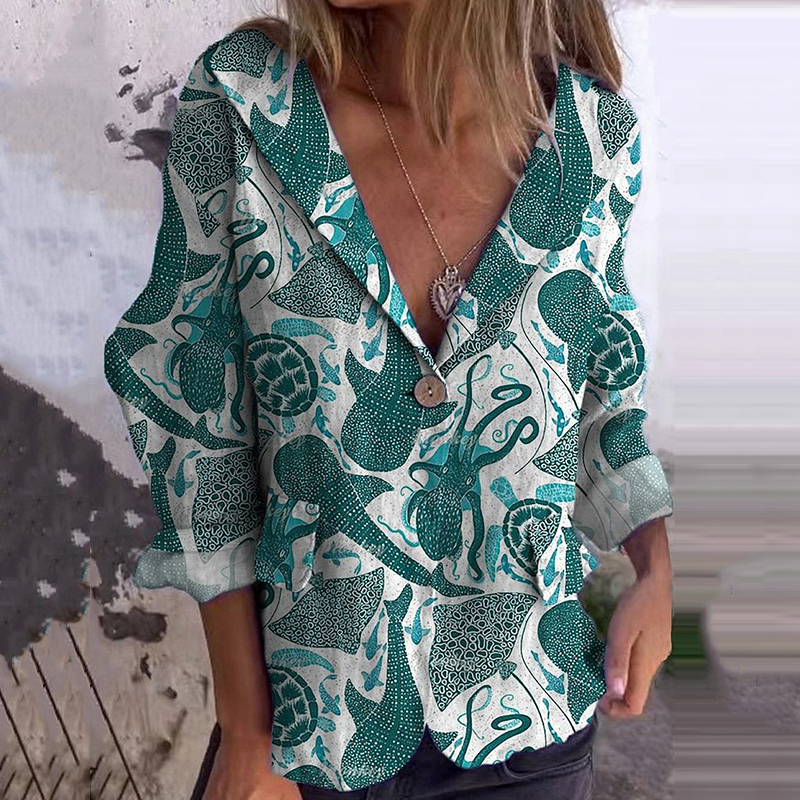 Sea Creatures Art Print Casual Blazer