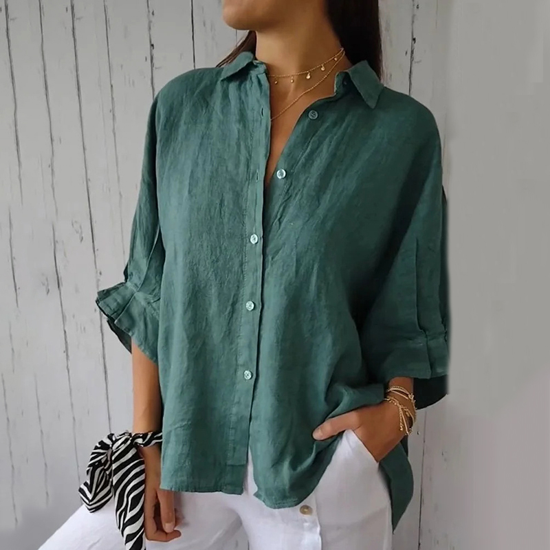 Women's Cotton & Linen Casual Tie-Back Shirt