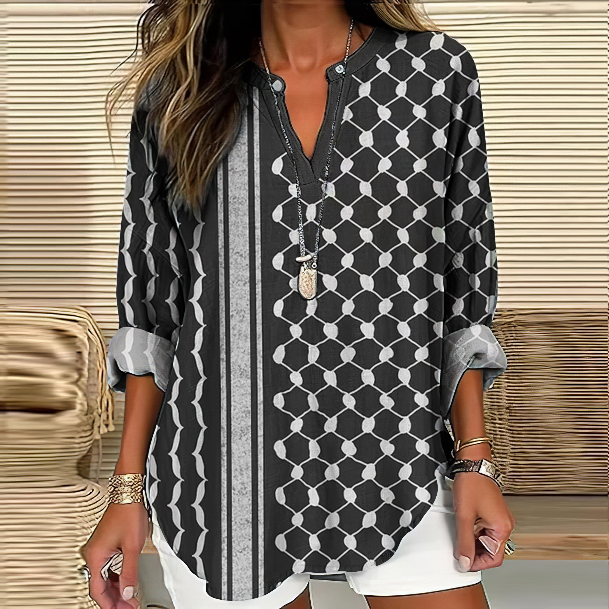 I Hope Peace Forever And Be Freedom Pattern Linen Blend Cozy Tunic