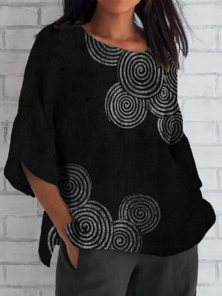 Sea Waves Ripples Japanese Lino Art Linen Blend Tunic