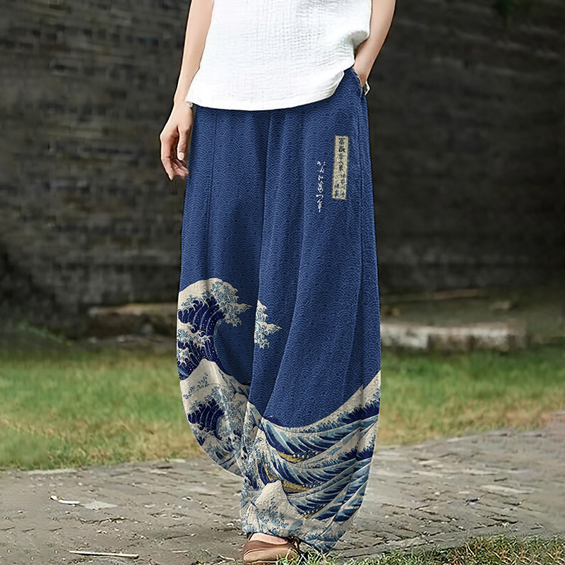 Women's Apray Japanese Art Loose Casual Pants