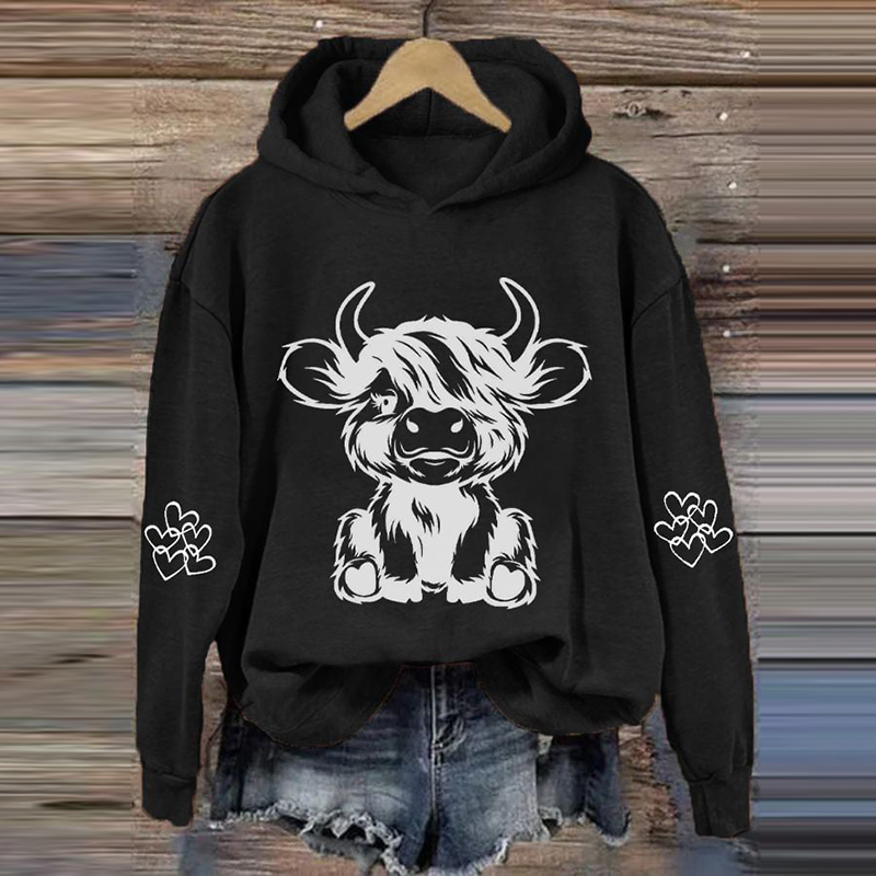 Women's Highland Cow Casual Hoodie