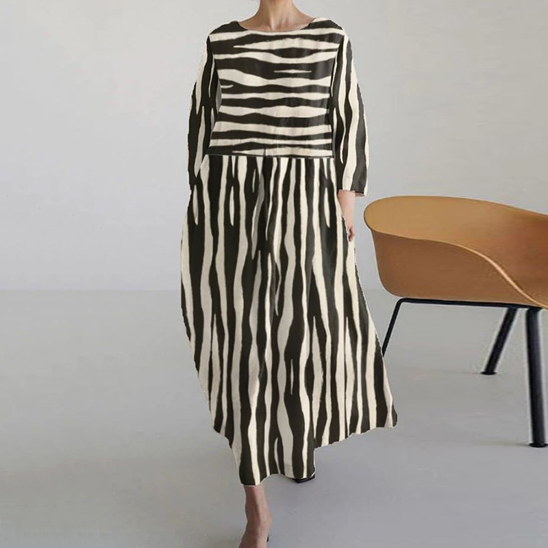 Abstract Stripes Art Print Midi Dress