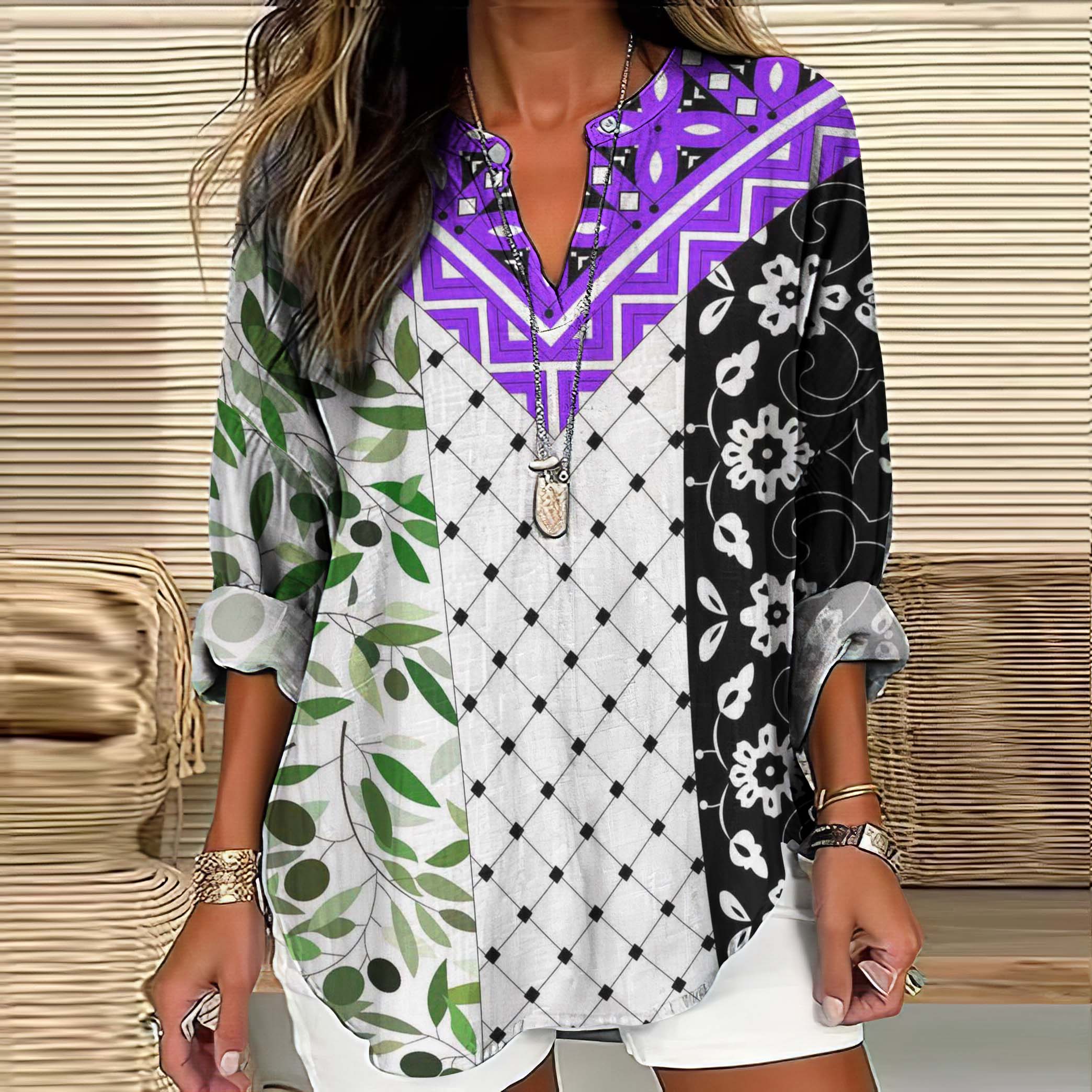 Be Freedom And I Hope Peace Forever Pattern Linen Blend Cozy Tunic