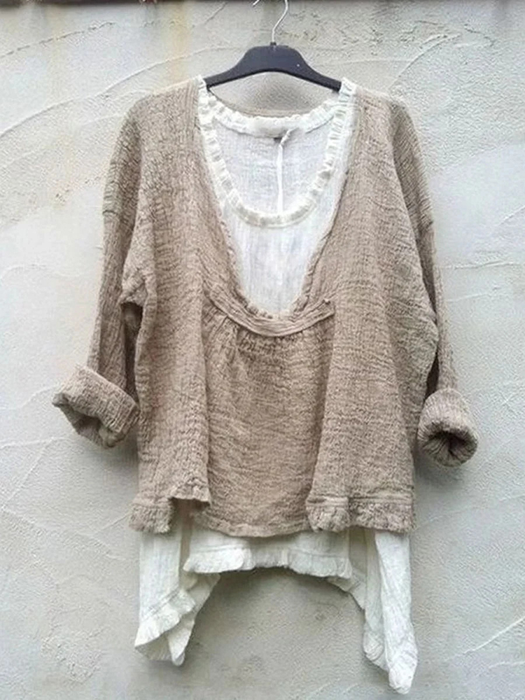 Solid Color Comfortable Casual Pairing With Two Long Sleeved Shirts