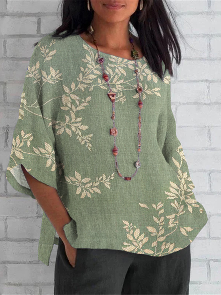 Floral Print Crew Neck Casual T-Shirt