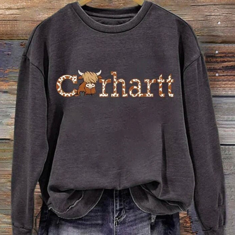 Highland Cow Carhartt Print Sweatshirt