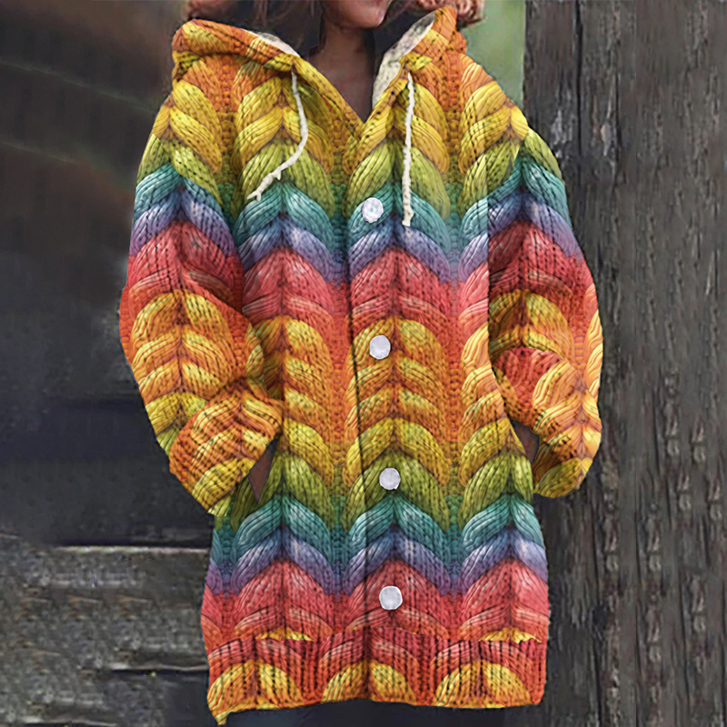 Women's Rainbow Line Knitted Sweater