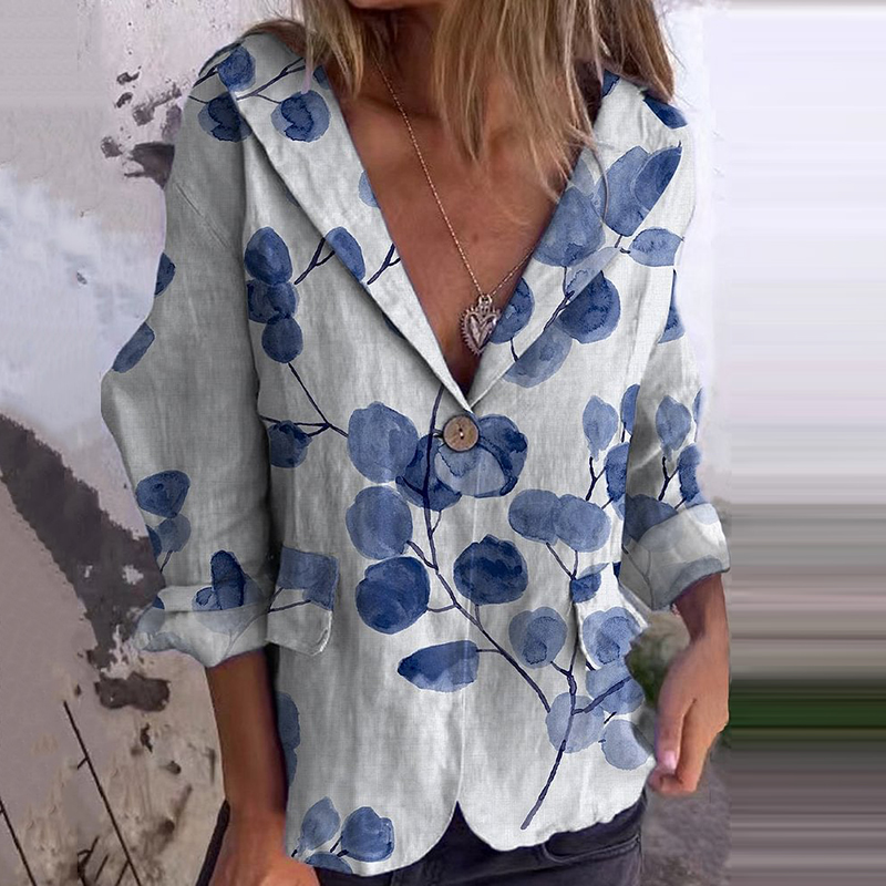 Floral Print Lapel Casual Blazer