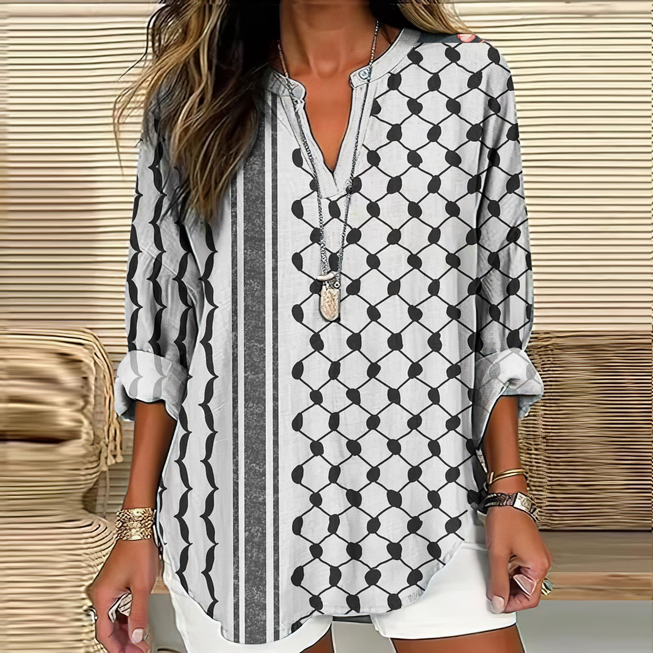 I Hope Peace Forever And Be Freedom Pattern Linen Blend Cozy Tunic