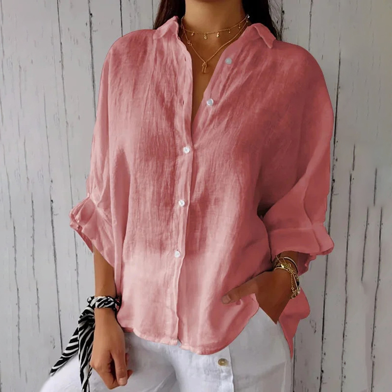 Women's Cotton & Linen Casual Tie-Back Shirt
