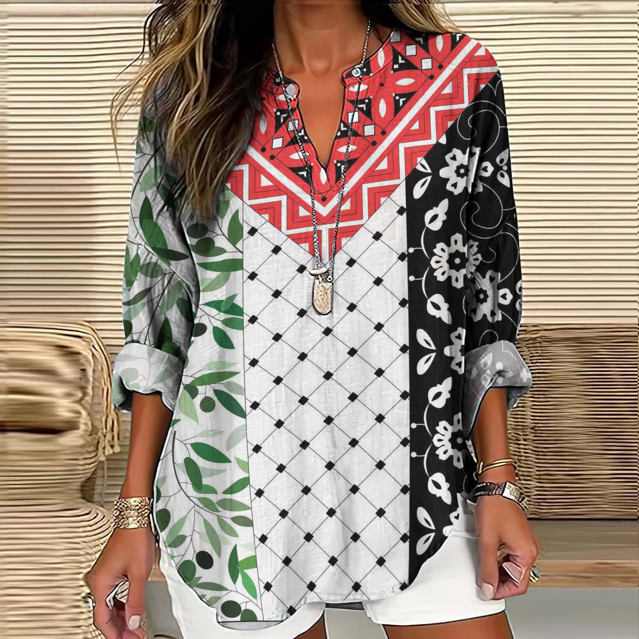 Be Freedom And I Hope Peace Forever Pattern Linen Blend Cozy Tunic