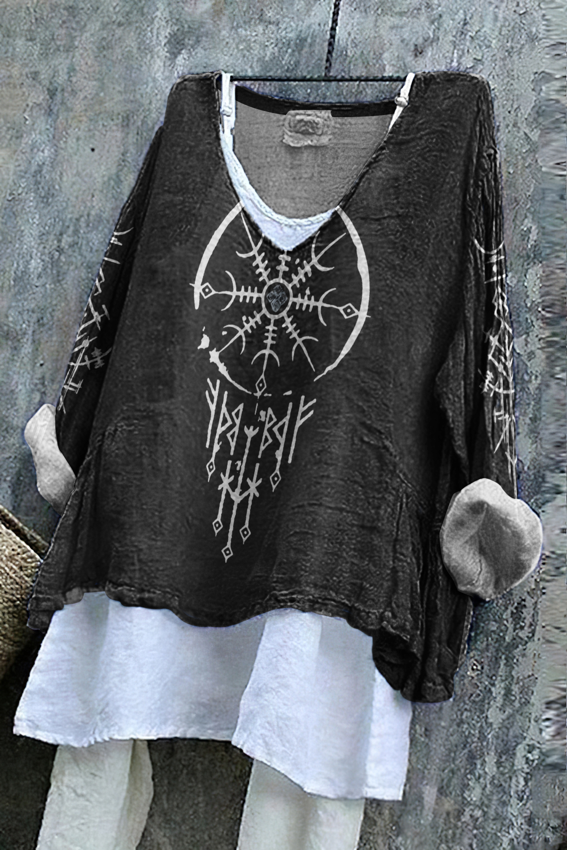 Tribal Viking Graphic Print Blouse