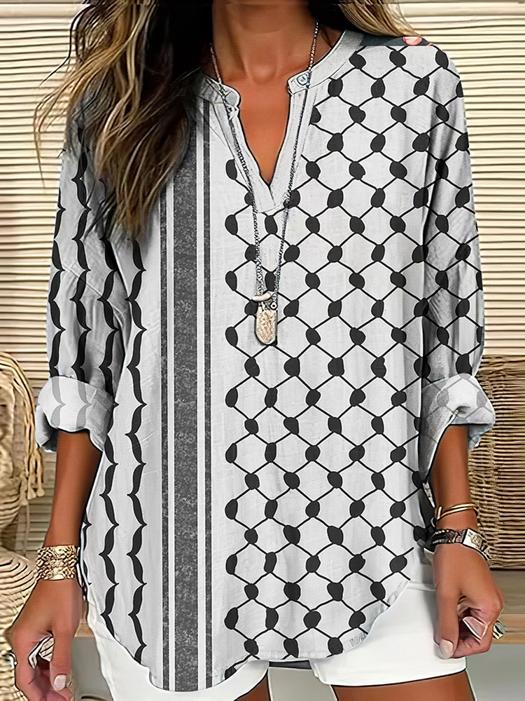 I Hope Peace Forever And Be Freedom Pattern Linen Blend Cozy Tunic
