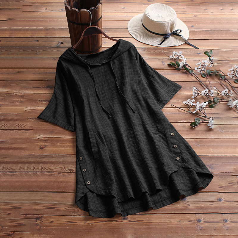 Comfy Button Down Round Neck T-Shirt