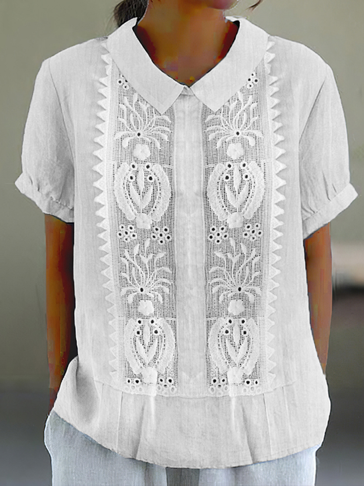 Women's Vintage Floral Lace Art Casual Shirt