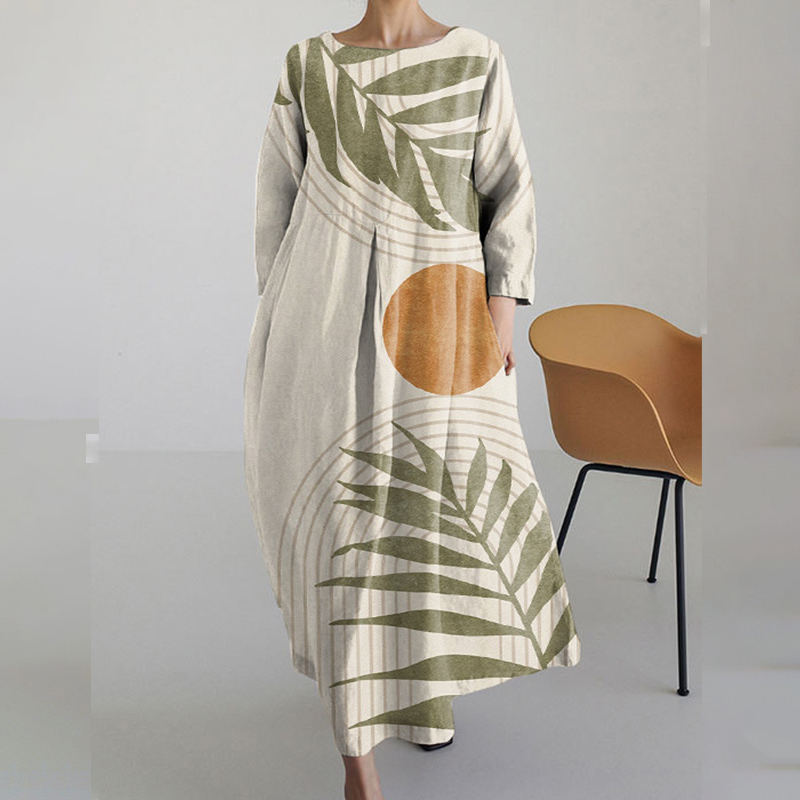 Sun Tropical Leaves Art Print Midi Dress