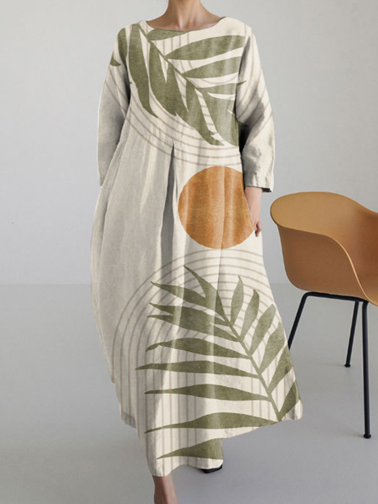 Sun Tropical Leaves Art Print Midi Dress