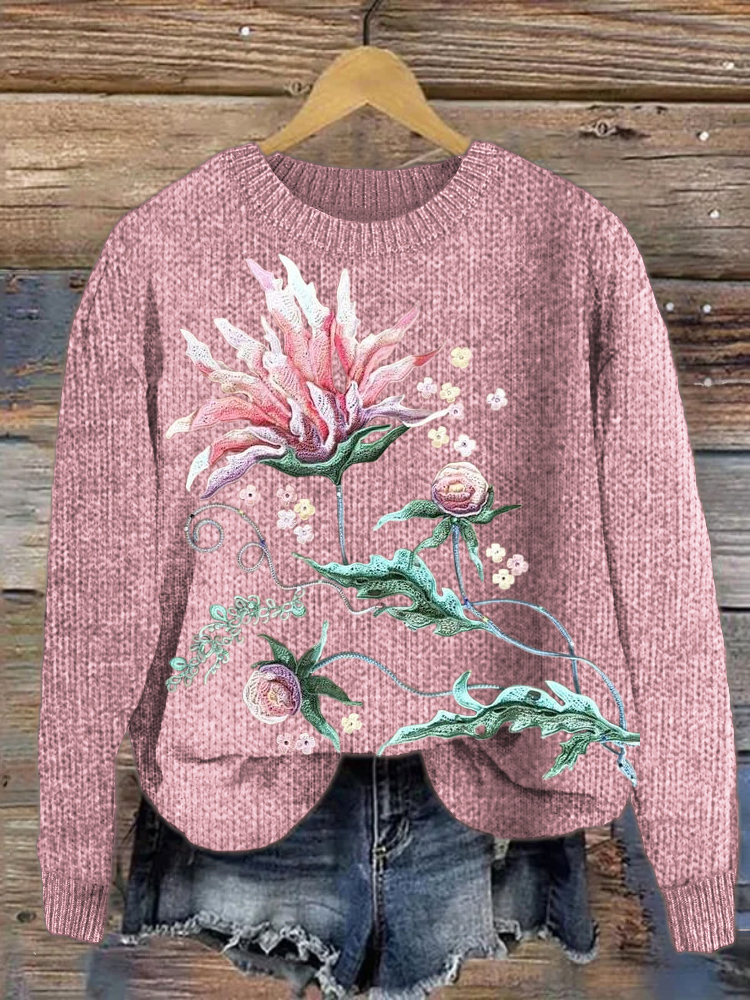 Floral Vineman Knit Art Women's Cozy Sweater
