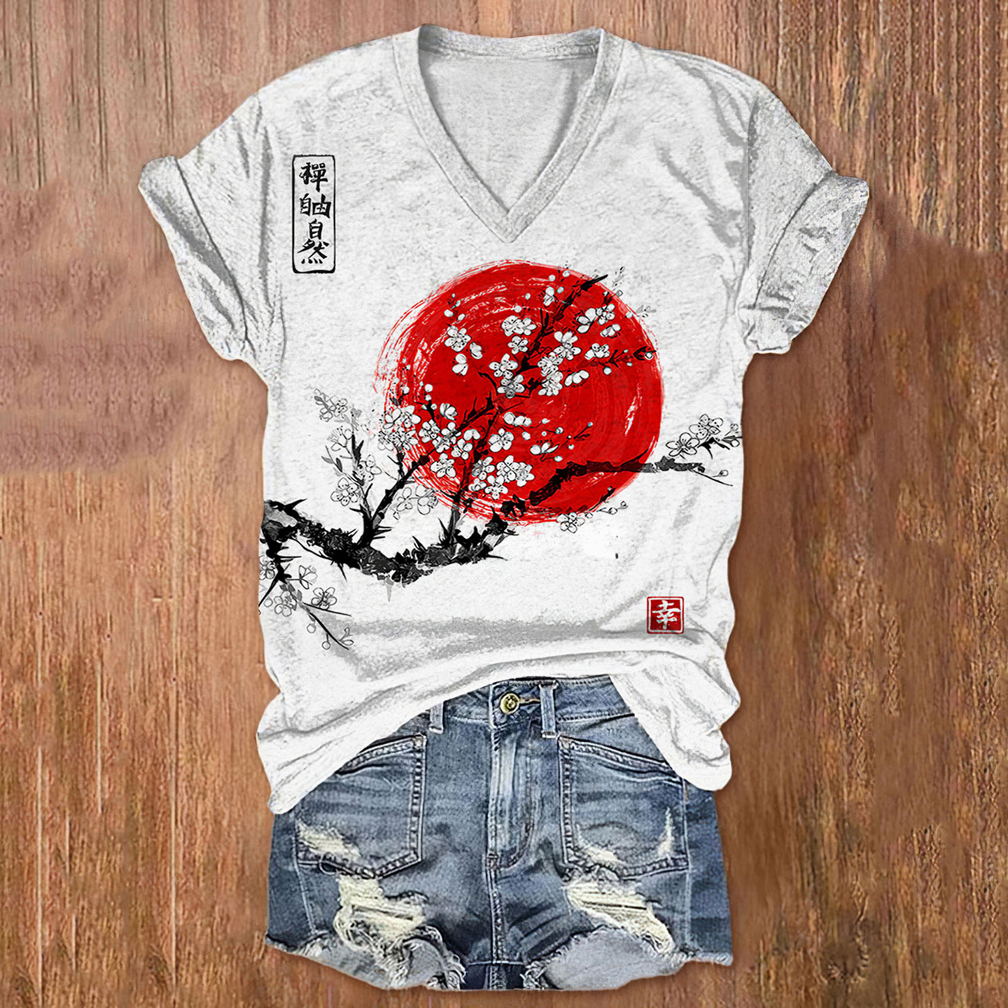 Women's Sunrise Japanese Art Print Casual T-Shirt
