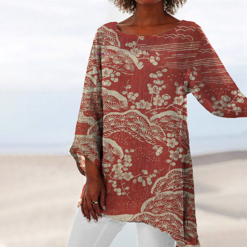 Vintage Japanese Art Casual Crew Neck Shirt