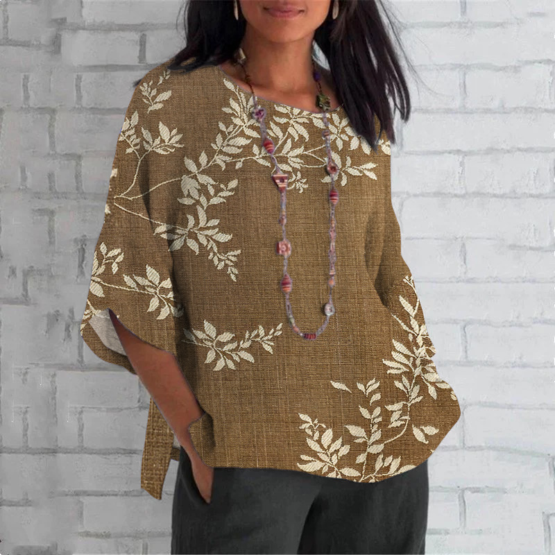 Floral Print Crew Neck Casual T-Shirt