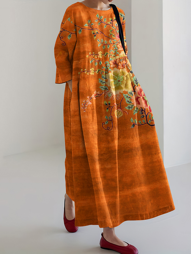 Vintage Floral Pattern Women's Dress