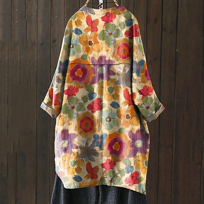 Floral Print Casual Loose Cardigan