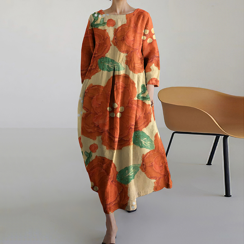 Botanical Bud Print Women'S Dress