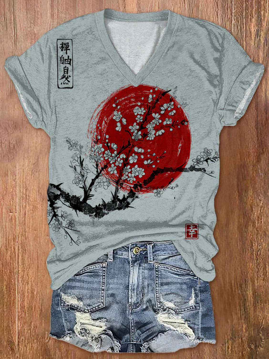 Women's Sunrise Japanese Art Print Casual T-Shirt