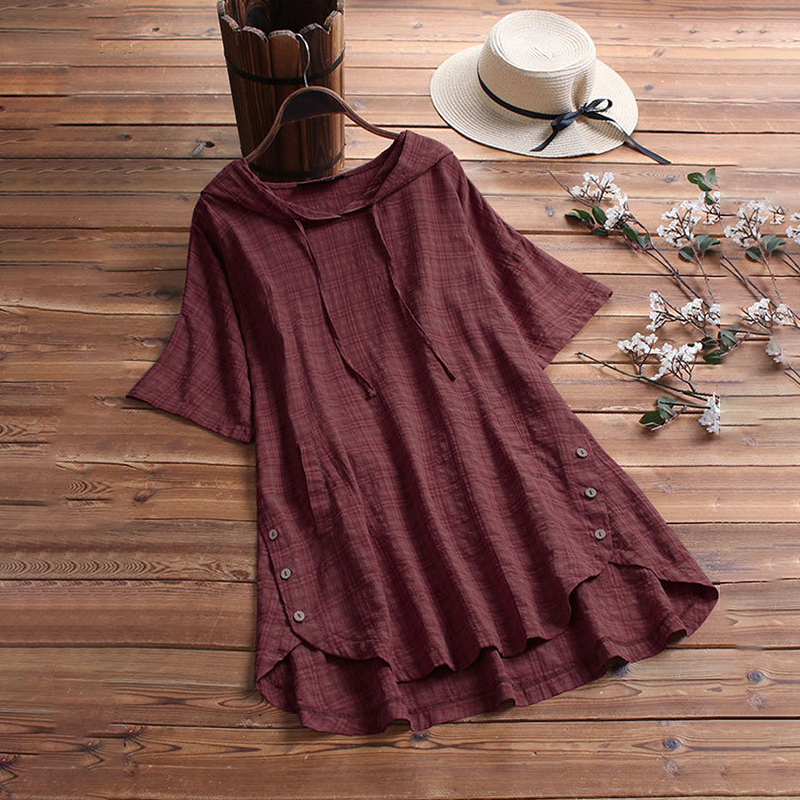 Comfy Button Down Round Neck T-Shirt
