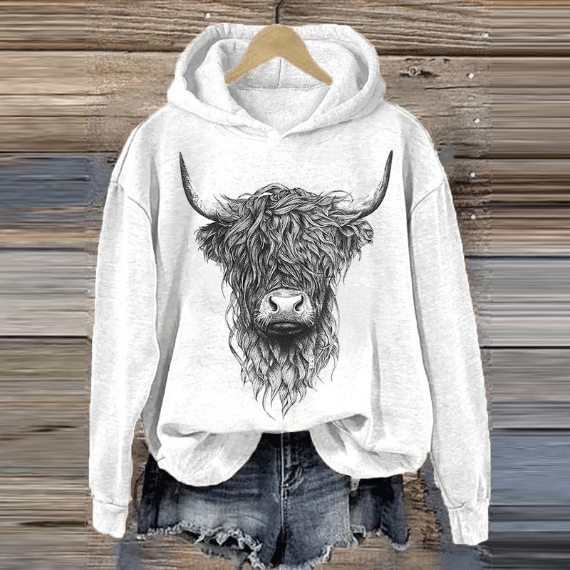 Women's Cute Highland Cow Casual Hoodie