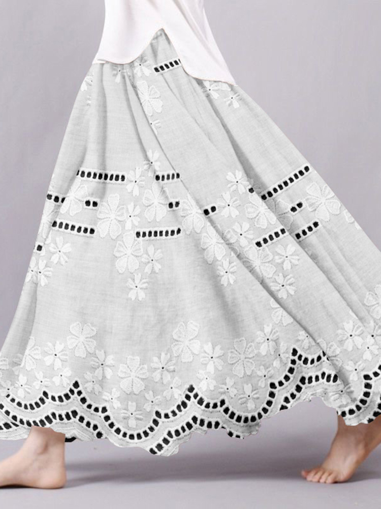 Women's Vintage Floral Lace Embroidered Hollow Skirt