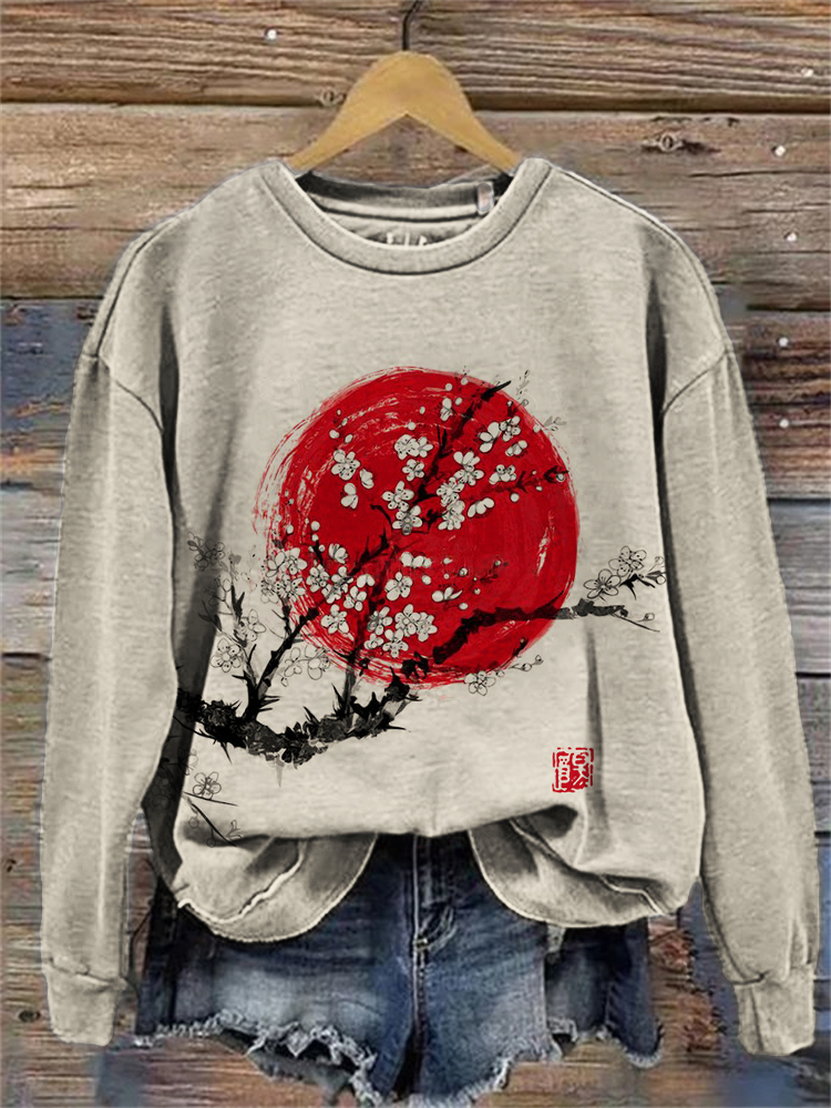 Sunrise Plum Blossom Japanese Art Comfy Sweatshirt