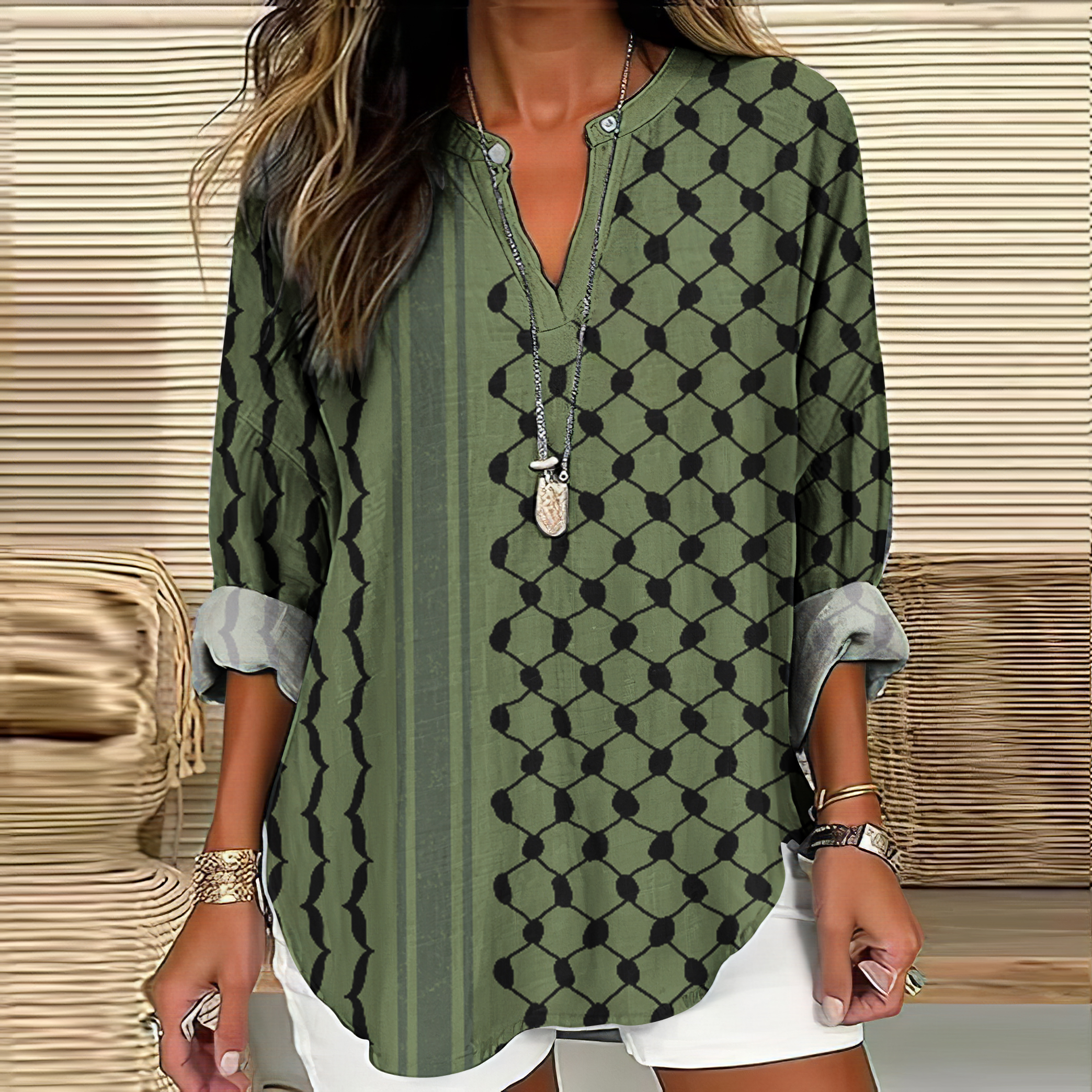 I Hope Peace Forever And Be Freedom Pattern Linen Blend Cozy Tunic