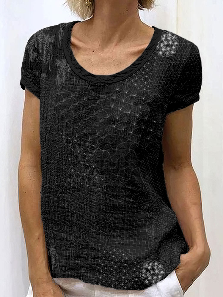 Japanese Traditional Sashiko Art Crew Neck Cozy Shirt