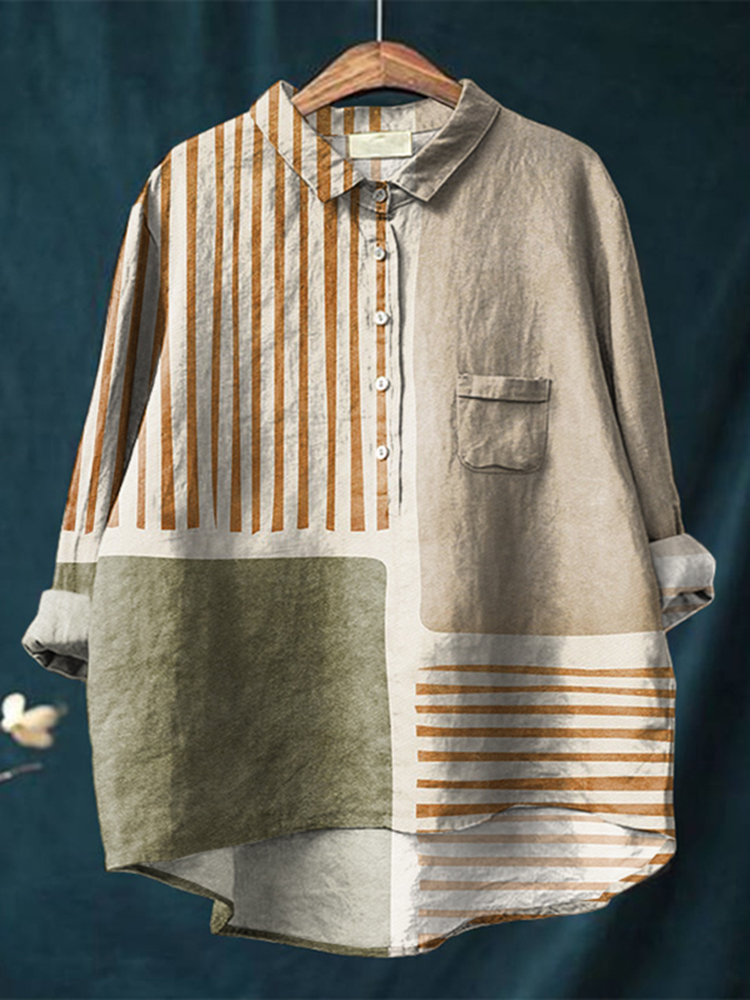 Striped Color Block Long Sleeve Shirt