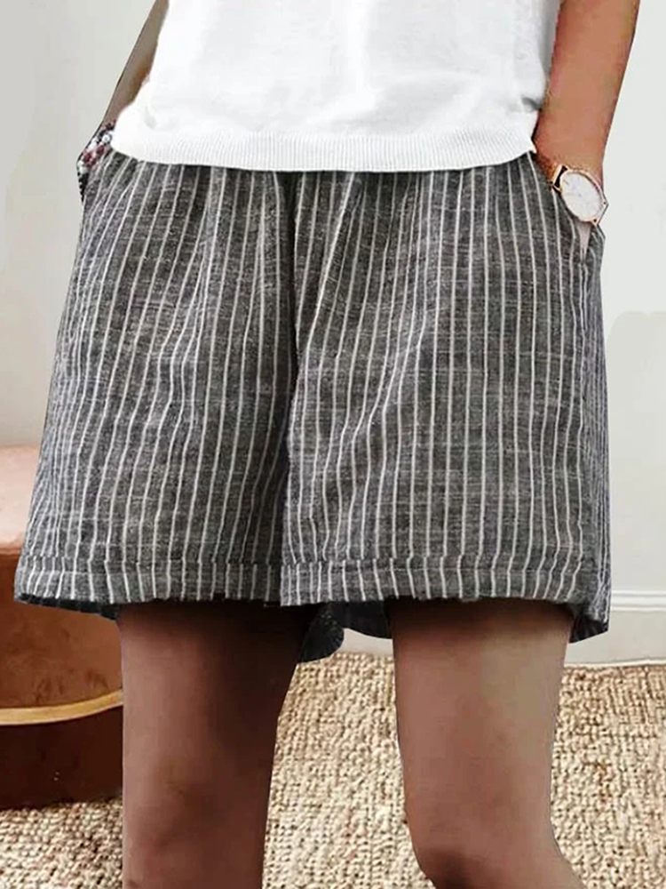 Stripe Printed Comfy Loosen Short Pants