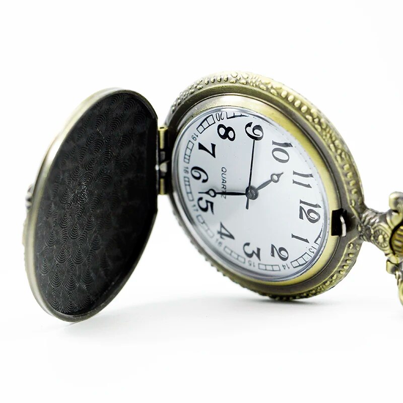 Vintage Bronze Chinese Style Dragon Design Quartz Pocket Watch With Necklace Chain Best Gift CF1039
