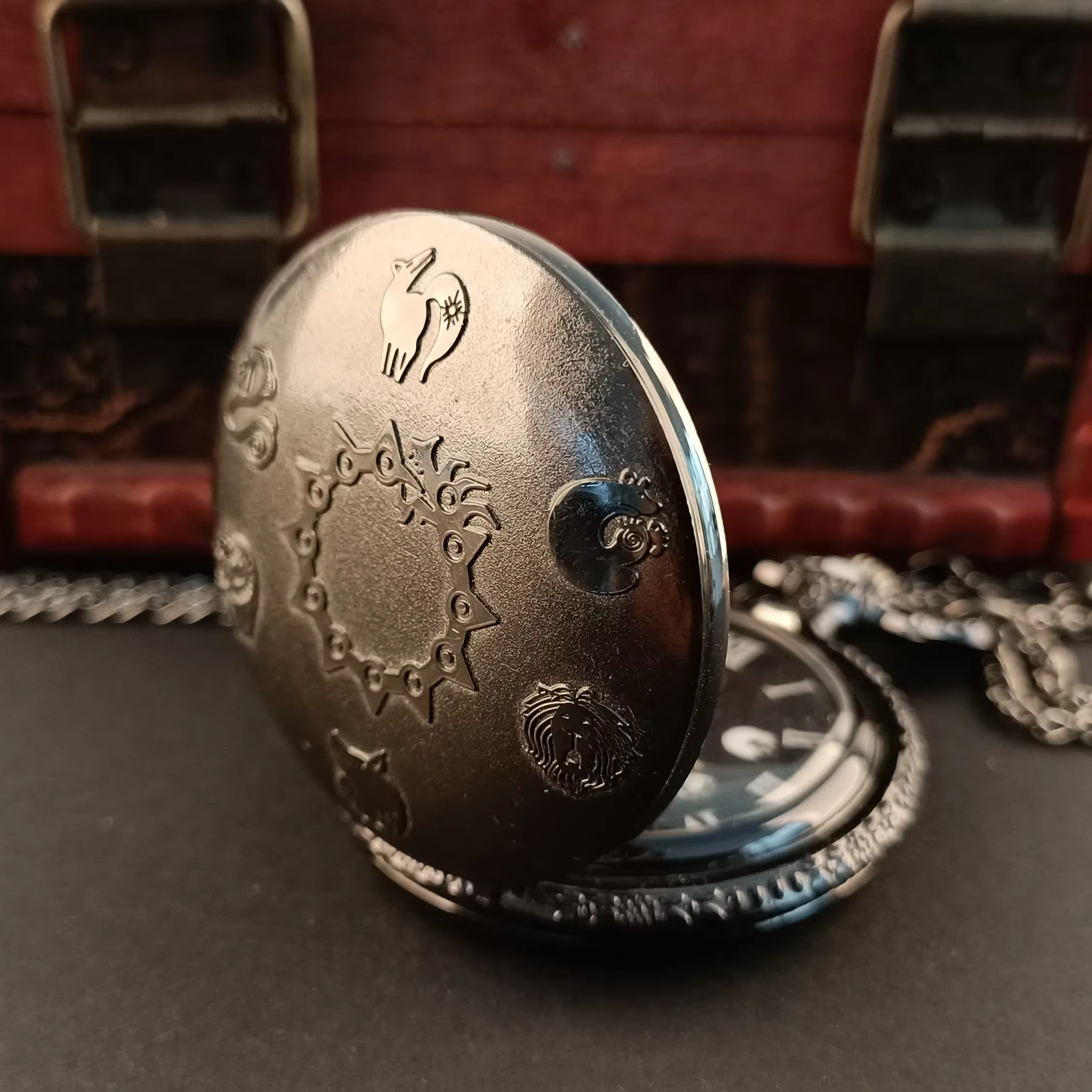 Vintage Full Hunter Quartz Pocket Watch Necklace All Black Cool Roman Numeral digital pocketwatch