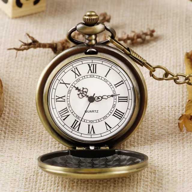 Fashion 37CM Fob Chain Smooth steel Quartz Pocket Watch Vintage Roman Nmber Dial Pendant Fob Watch Gifts Clock reloj de bolsillo