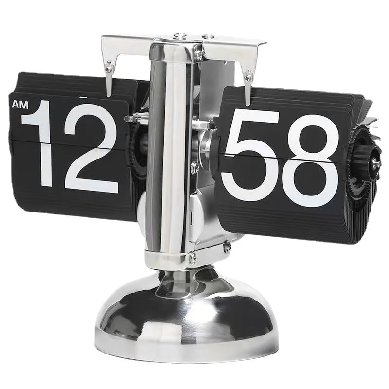 Retro Flip Digital Clock Mechanical Automatically Flip Down Page Table Clock Office Flip Digital Clock Home Decor Crafts Clock