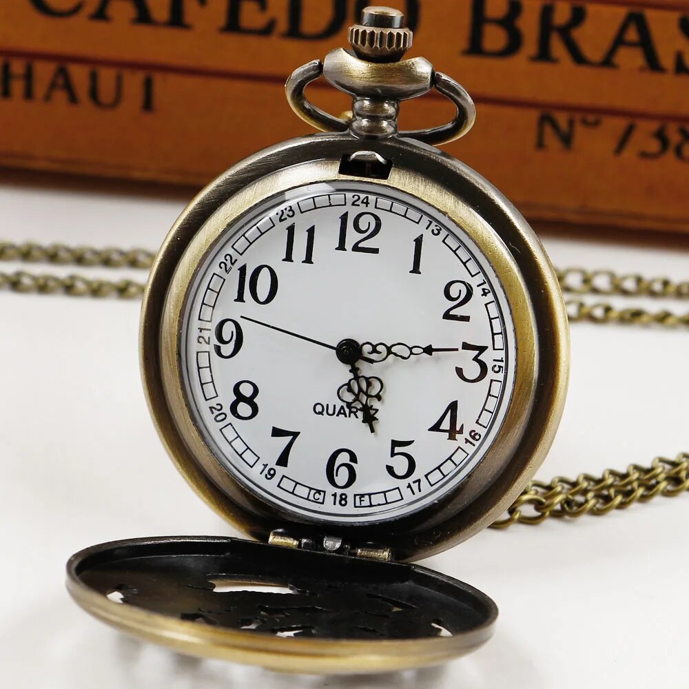 Retro Chinese Style Double Dragons Playing with Beads Quartz Pocket Watch With Chain Necklace Pendant Fob Watches