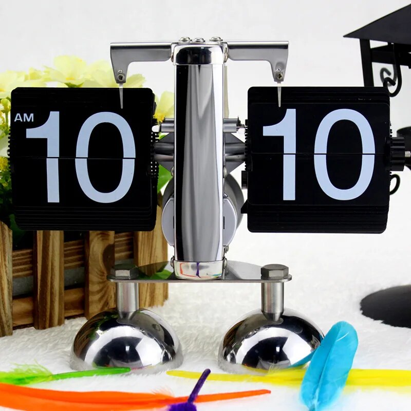 Retro Flip Digital Clock Mechanical Automatically Flip Down Page Table Clock Office Flip Digital Clock Home Decor Crafts Clock