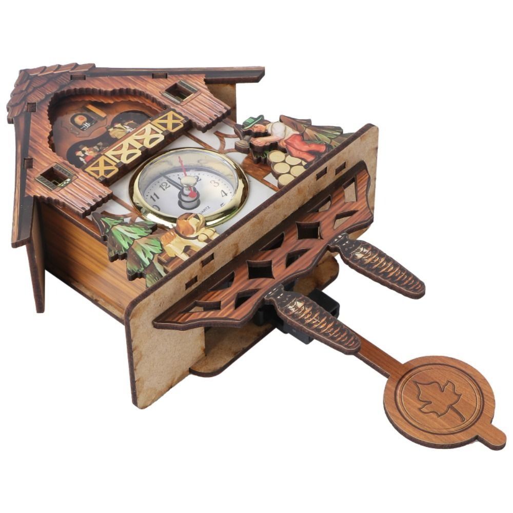 Clock Wall Wooden Wood Pendulum Vintage Clocks Cuckoo Kids Bird Hanging Retro 3D Chiming Decor Forest Silent Decorative Room